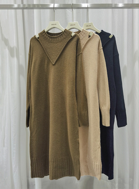 反季特价！！纯羊绒假两件毛衣裙QX-502