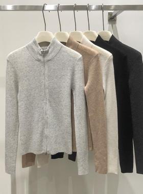 EverUnique秋冬新款女装立领纯羊绒拉链针织衫开衫YL-094