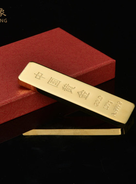 瑞象 3.5英寸镀金纯铜金砖纯铜金条纯铜仿真金条假金条100G