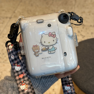 韩国kitty猫拍立得保护壳mini12适用迷你SE挂绳贴纸水晶壳