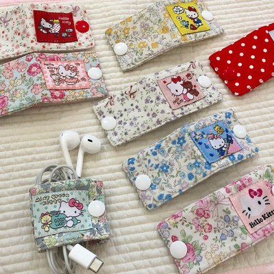 手工制做棉布凯蒂KT猫数据线绑带