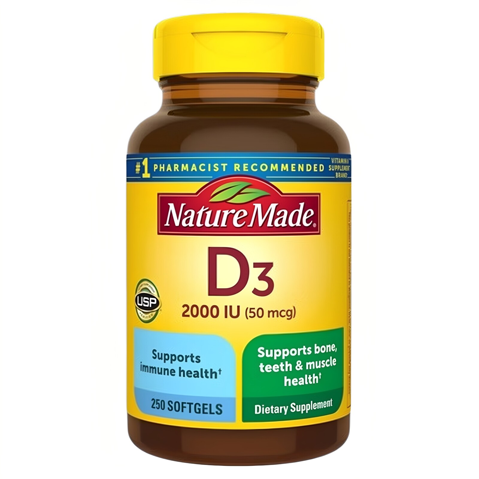 美国Nature Made维生素D3 2000IU 250粒软胶囊促进钙吸收成人维 D