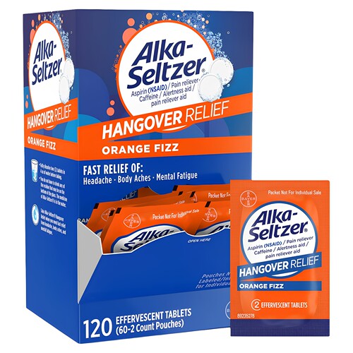 美国拜耳 Alka-Seltzer解酒泡腾片20片 橙子味 宿醉缓解 快速醒酒
