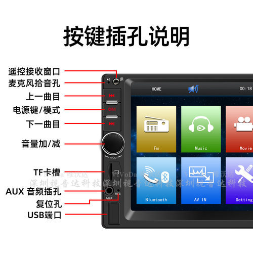 7寸车载MP5播放器7018B