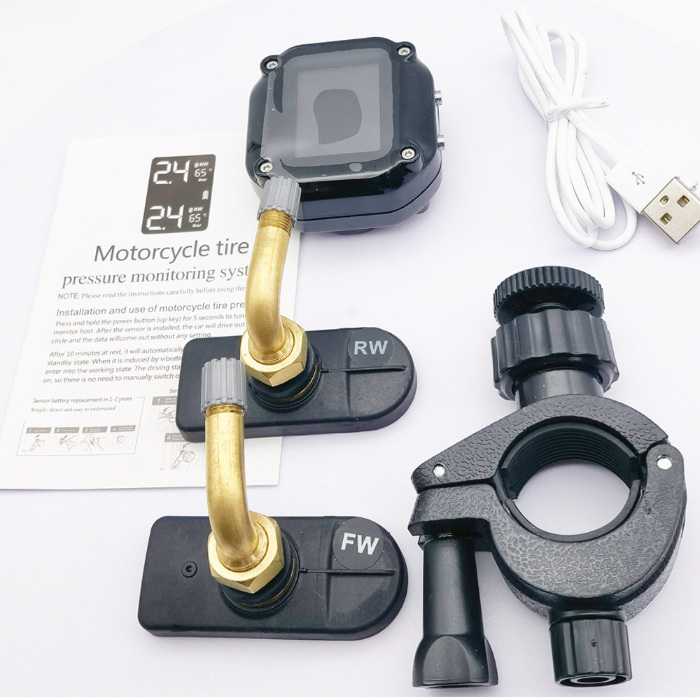 Motorcycle tire pressure monitor clock digital display electric vehicle detection TPMS sensor motorcycle tire pressure monitoring