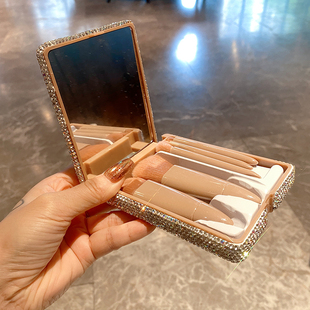 迷你便携化妆刷套装高颜值镶钻收纳盒旅行多功能眼影散粉刷超柔软