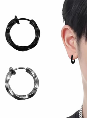 无耳洞莫比乌斯环耳夹男士潮流免打孔假耳钉个性气质素圈耳环女生