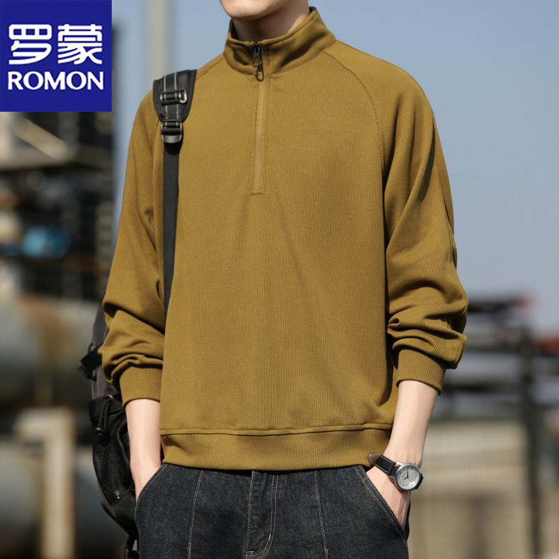 罗蒙半拉链卫衣男士春季新款宽松运动上衣服休闲立领长袖t恤男装