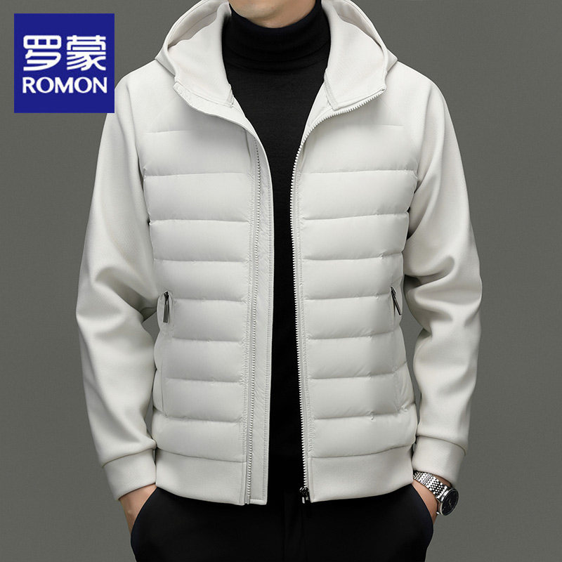 罗蒙羽绒服男2025冬季新款休闲运动连帽上衣轻便保暖男士羽绒外套
