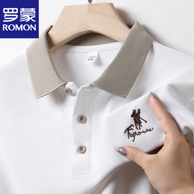 罗蒙夏季新款刺绣短袖Polo衫男士