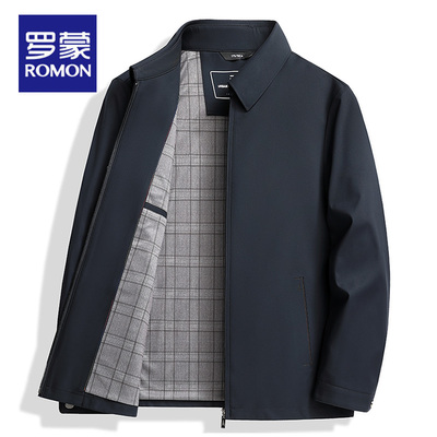 罗蒙春秋新款免烫翻领夹克男爸爸