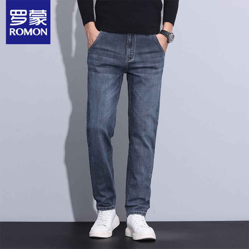 罗蒙春秋季新款牛仔裤男直筒长裤