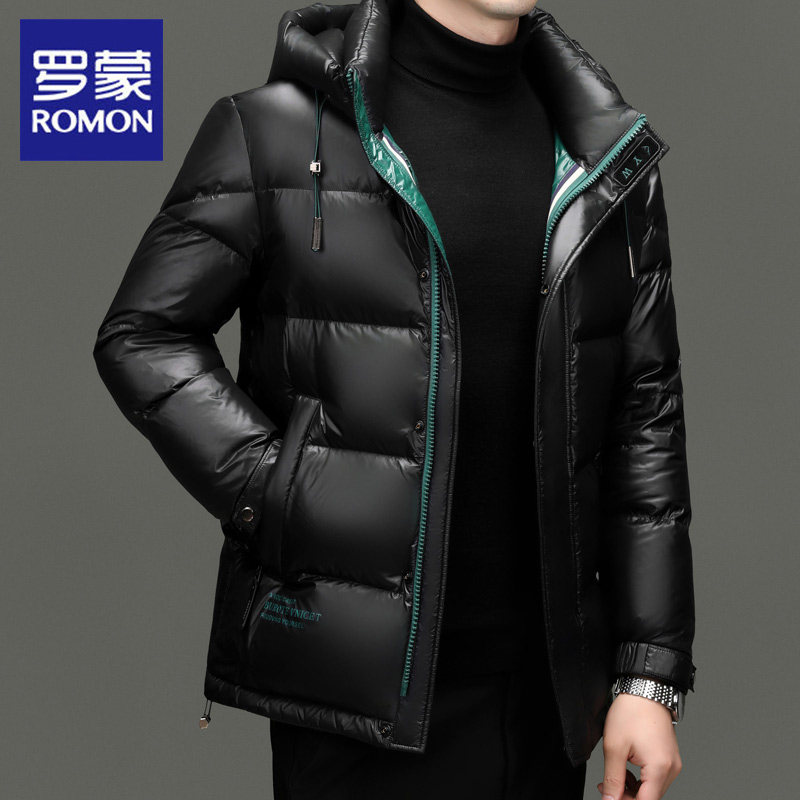 罗蒙2024新款休闲鸭绒羽绒服男