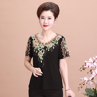 小衫碧阳短袖刺绣大码高端