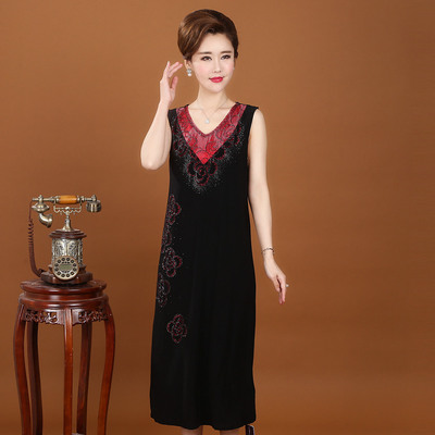 高端气质无袖连衣裙背心妈妈装