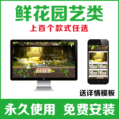 淘宝店铺装修模板网店PC手机无线端鲜花园艺植绿盆栽多肉永久免费