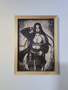 海贼王女帝木刻画纯手工雕刻动漫美女雕刻板画来图定制