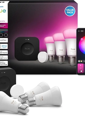 Philips Hue Starter套装Bridge Pro + Smart Button + 3 A60 E27