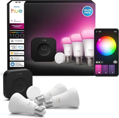 Philips Hue Starter套装Bridge Pro + Smart Button + 3 A60 E27