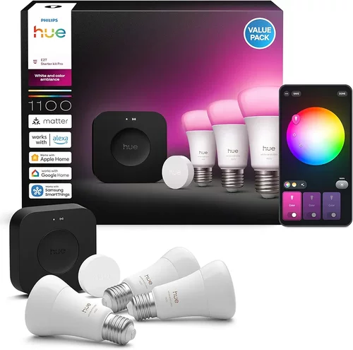 Philips Hue Starter套装Bridge Pro + Smart Button + 3 A60 E27