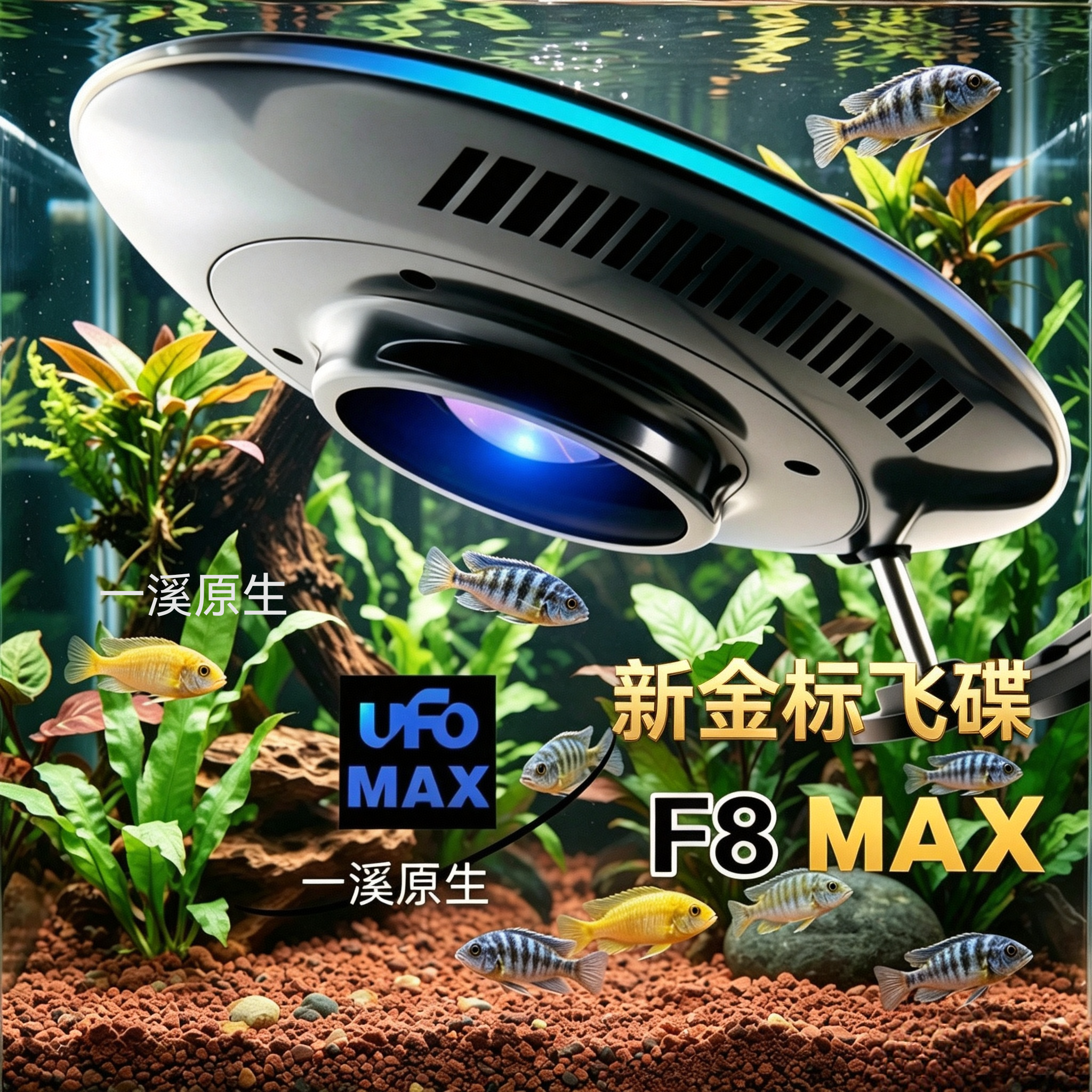 积光飞碟F8MAX新款高端飞碟南美鱼缸灯激光爆藻水族箱照明全光谱