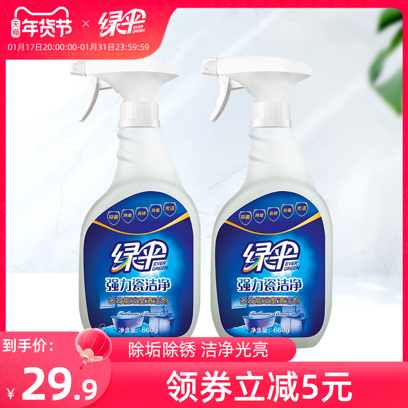 绿伞瓷洁净瓷砖清洁剂卫生间地板砖清洁2瓶家用厕所玻璃去污除垢