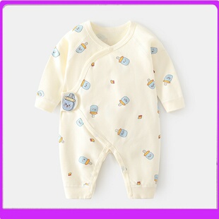 初来乍到婴儿衣服夏天薄款宝宝连体衣秋季纯棉婴幼儿夏装哈衣爬服
