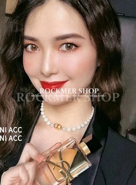 欧美复古CD珍珠项链女轻奢小众高端级设计感拼接时尚款正圆锁骨颈