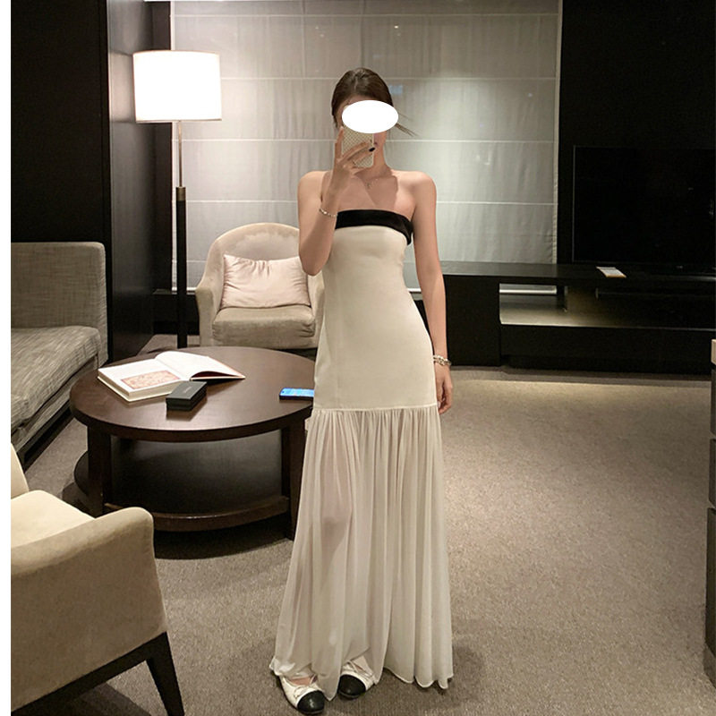 性感抹胸露肩背蝴蝶结礼服轻奢高端小众级气质名媛晚宴会连衣裙女