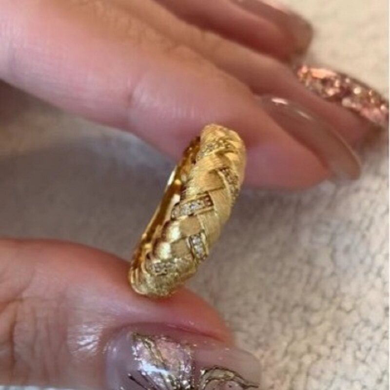 法式中复古金属银色镶钻麦穗轻奢小众高端级设计感气质拉丝戒指女