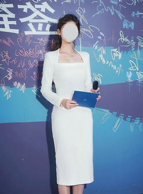 欧美复古方领礼服轻奢小众高端级气质名媛晚宴年会收腰生日连衣裙