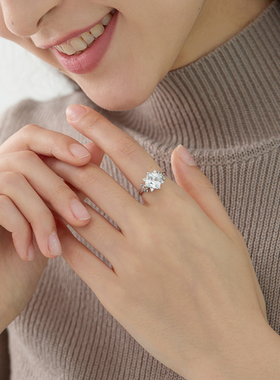 JudyCollins方形求婚戒925银轻奢