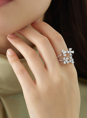 JudyCollins花簇开口戒指女