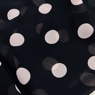 双皱雪纺面料半透薄款黑色印花粉色波点连衣裙衬衫服装手工面料