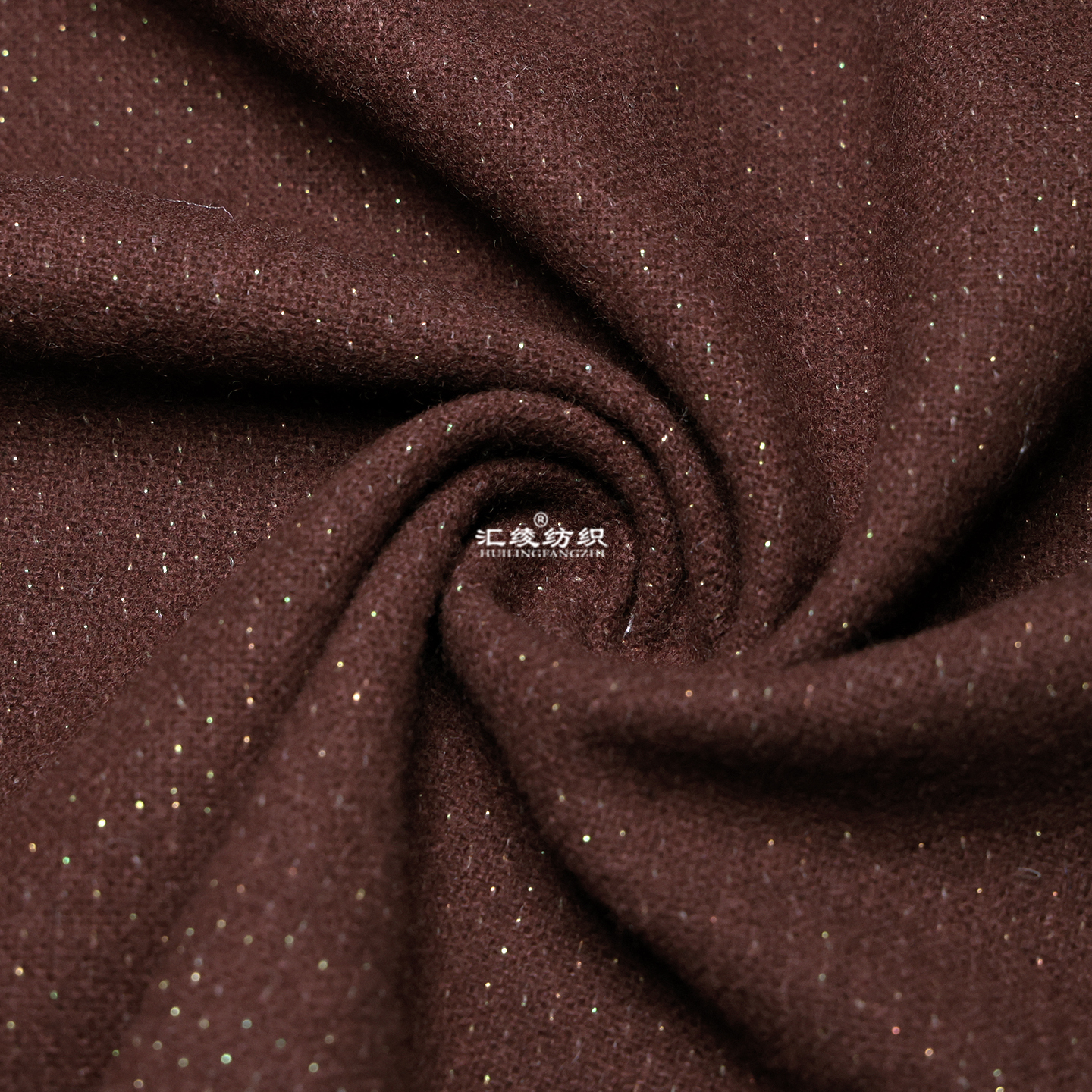 咖啡色亮丝钢花毛料布料