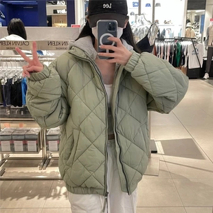 韩国代购 WHOAU棉服休闲百搭款可拆卸帽子保暖外套男女同款秋冬