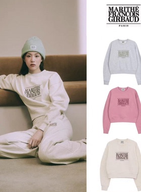 韩国代购marithe圆领卫衣宽松休闲短款外套女jennie车静媛同款