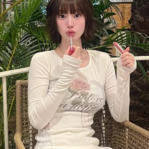 韩国Lartigent玫瑰印花长袖T恤女