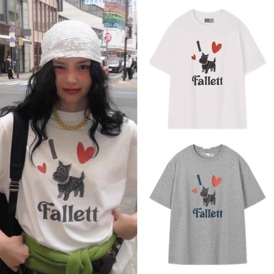 韩国fallett涂鸦爱心小狗短袖