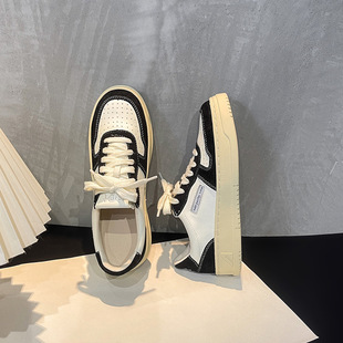 韩国代购 EPT小白鞋女黑白熊猫鞋百搭运动休闲真皮复古板鞋厚底潮