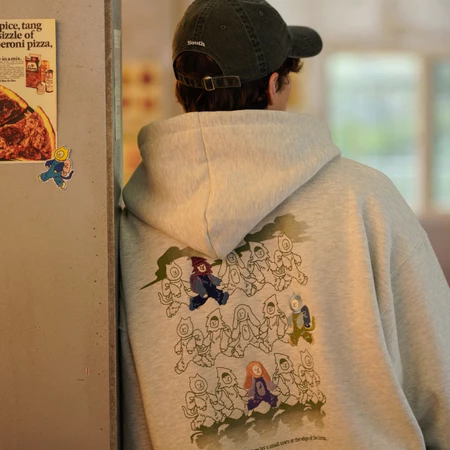 韩国代购WV PROJECT背后童话镇森林之子加绒连帽卫衣男女宽松上衣