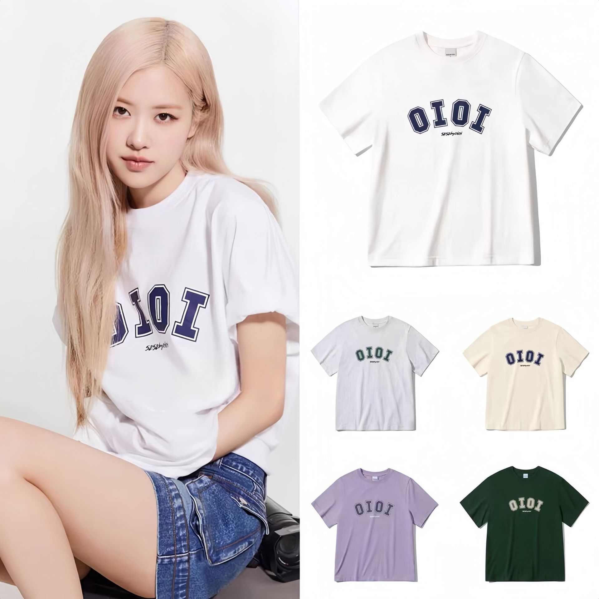 韩国潮牌 oioi短袖女rose朴彩英同款圆领宽松夏季男女情侣T恤新款