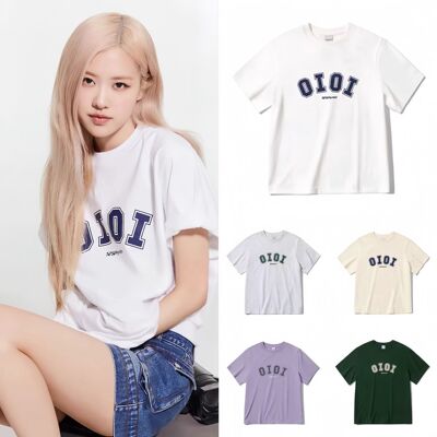 韩国潮牌 oioi短袖女rose朴彩英同款圆领宽松夏季男女情侣T恤新款