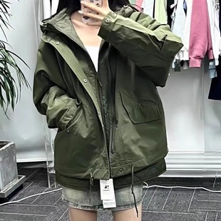 韩国代购CodeGraphy可拆卸连帽棉服复古休闲风衣夹克男女两穿外套