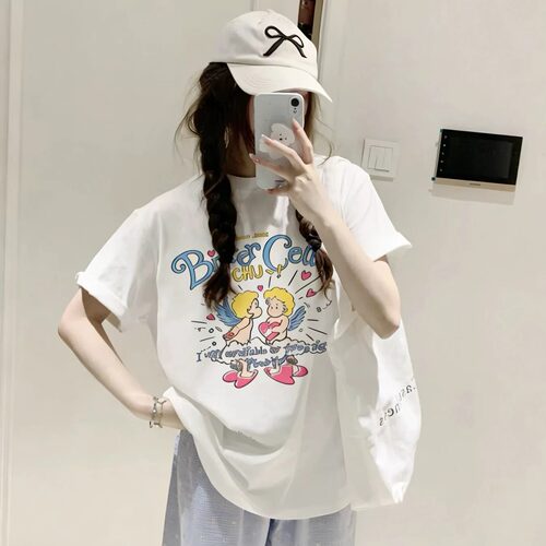 bittercells小天使印花圆领短袖