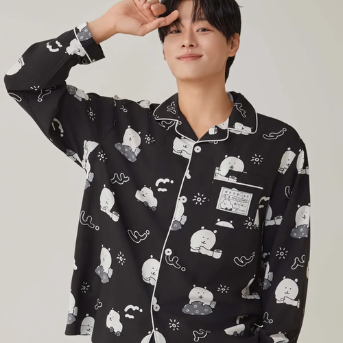 韩国代购SPAO联名款家居服可爱印花长袖长裤睡衣套装男女同款秋冬