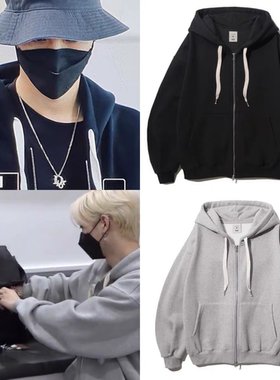 韩国代购FP142连帽卫衣基础款加绒拉链外套李龙馥同款ins爆款秋冬