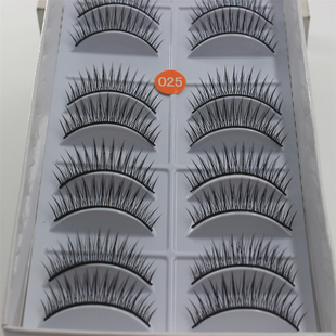 上班淡妆裸妆025 小开叉 可撑双眼皮10对 自然短款 黑梗硬梗假睫毛