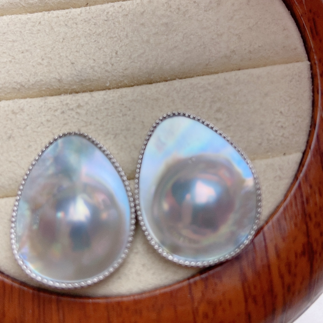 极光水滴海水马贝耳钉，纯银小压花包边,珠宝/钻石/翡翠,耳饰,淘宝优惠券,粉丝福利购,淘宝优惠卷