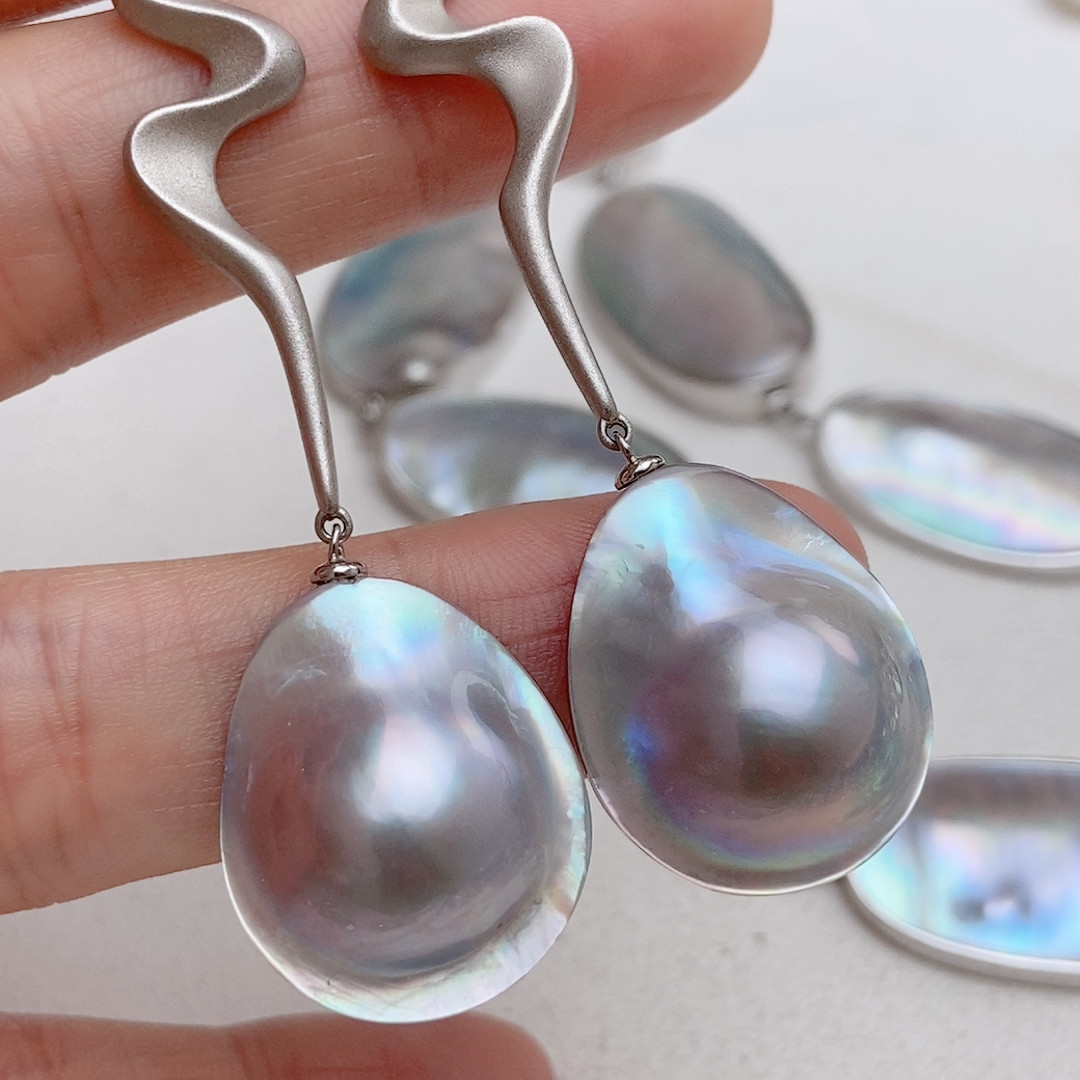 抽象设计，天然海水马贝耳钉，中式,珠宝/钻石/翡翠,耳饰,淘宝优惠券,粉丝福利购,淘宝优惠卷